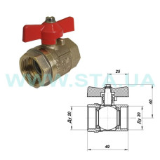 STA Кран кульовий   3/4" ВВ (червоний метелик) {120/12} (Ц0050)