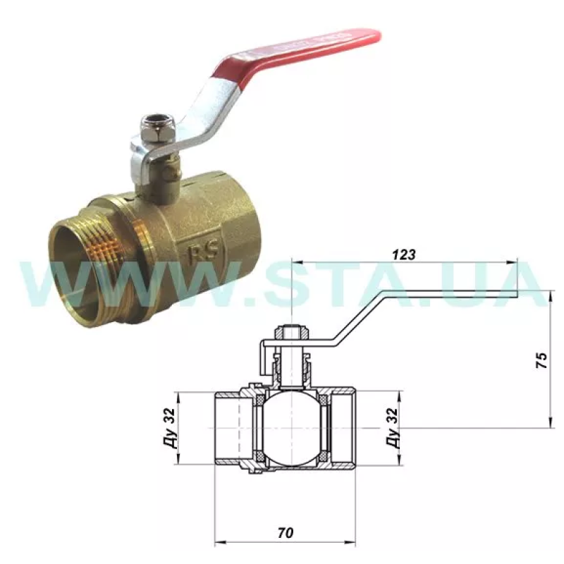 STA Кран кульовий  1 1/4" ВЗ (червона ручка) {60/6} (Ц2339)