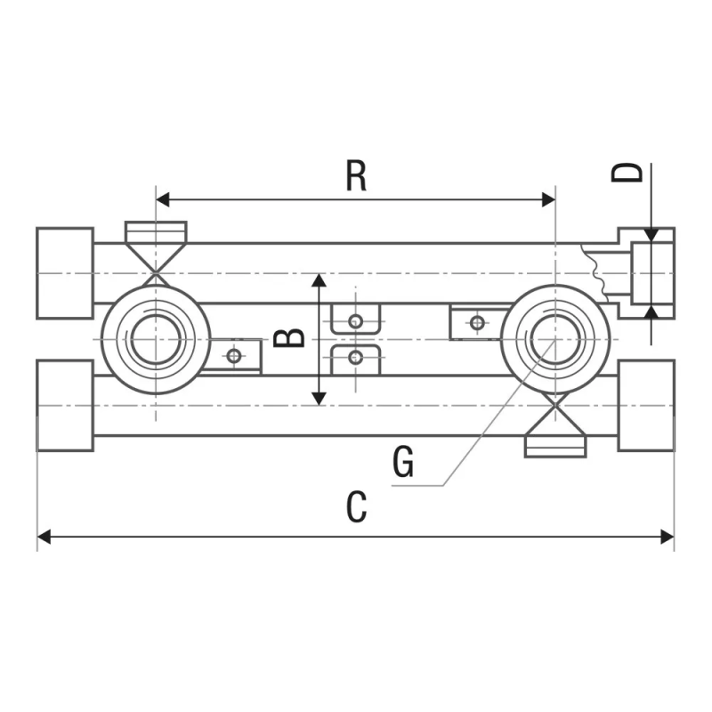 ITAL Настінний комплект прохідний для змішувача PP-r 20 мм х 1/2"