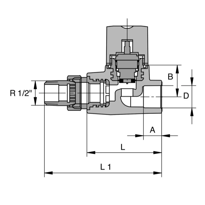 ITAL Вентиль PP-r термостатичний 20 мм х 1/2" зі згоном, прямий