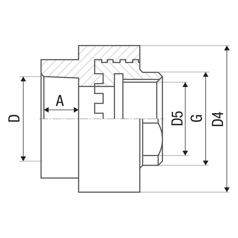 ITAL Муфта PP-r з внутрішньою різьбою 63 мм x 2"