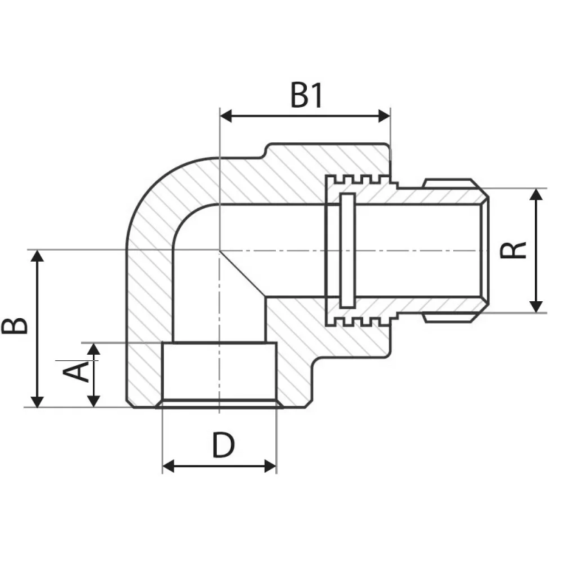 ITAL Кутник 90° PP-r із зовнішньою різьбою 25 мм х 3/4"
