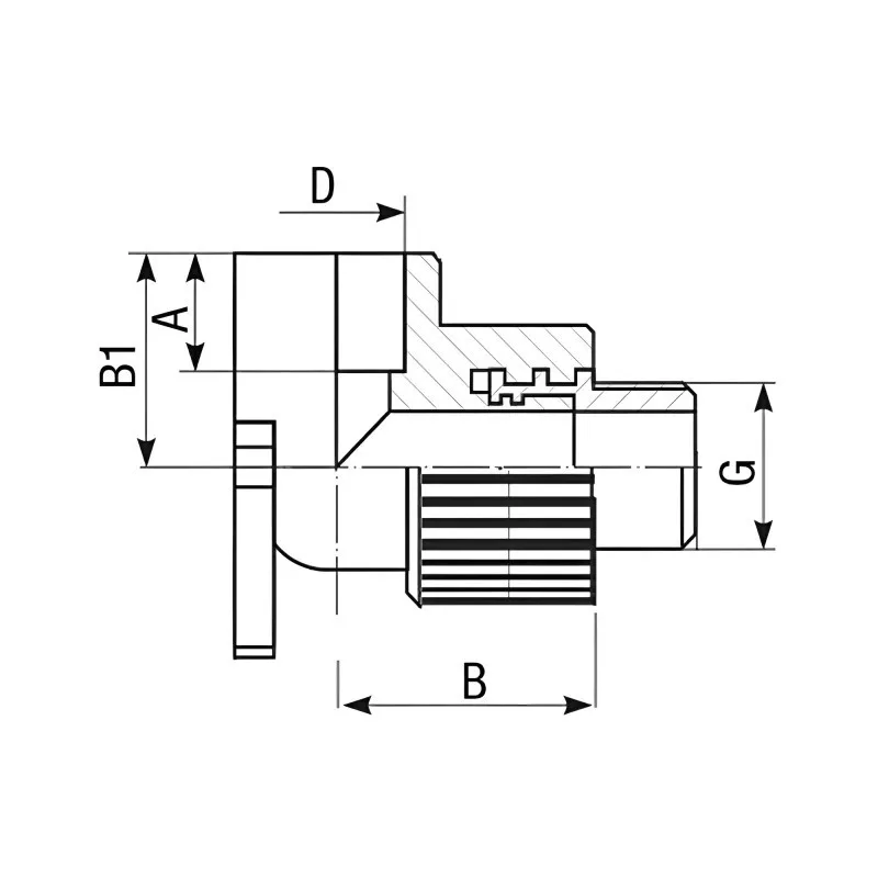 ITAL Кутник 90° з зовнішньою різьбою 20 мм х 1/2" з настінним кріпленням