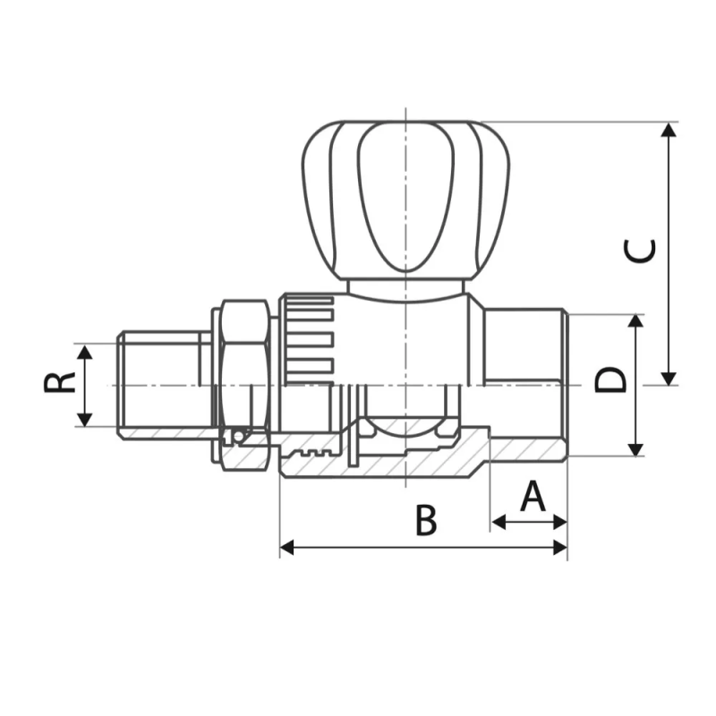 ITAL Кран кульовий PP-r 20 мм х 1/2" зі згоном, прямий ITW418