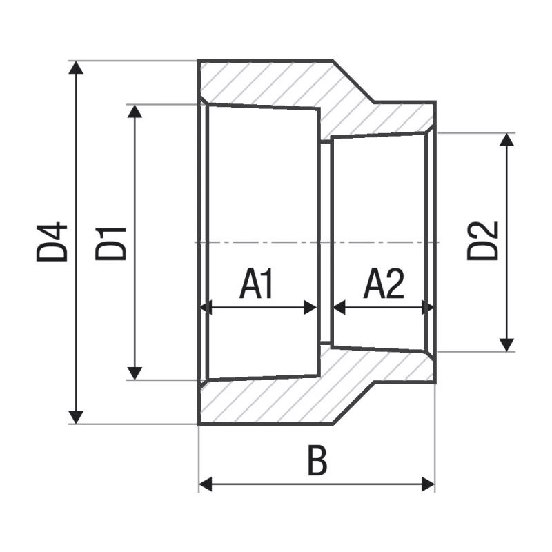 ITAL Муфта перехідна PP-r 40 x 25 мм