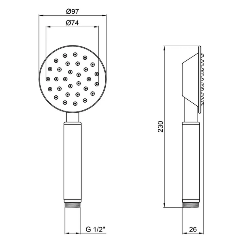 WEZER Душова лійка WKY-16-BLACK, нержавіюча сталь