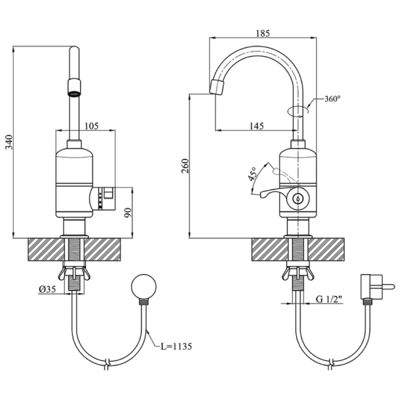 WEZER Проточний водонагрівач SDR-A05 кухня