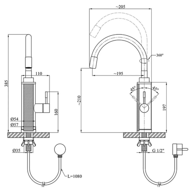 WEZER Проточний водонагрівач FSH-67 (SDS-F12TP) кухня з датчиком темп.