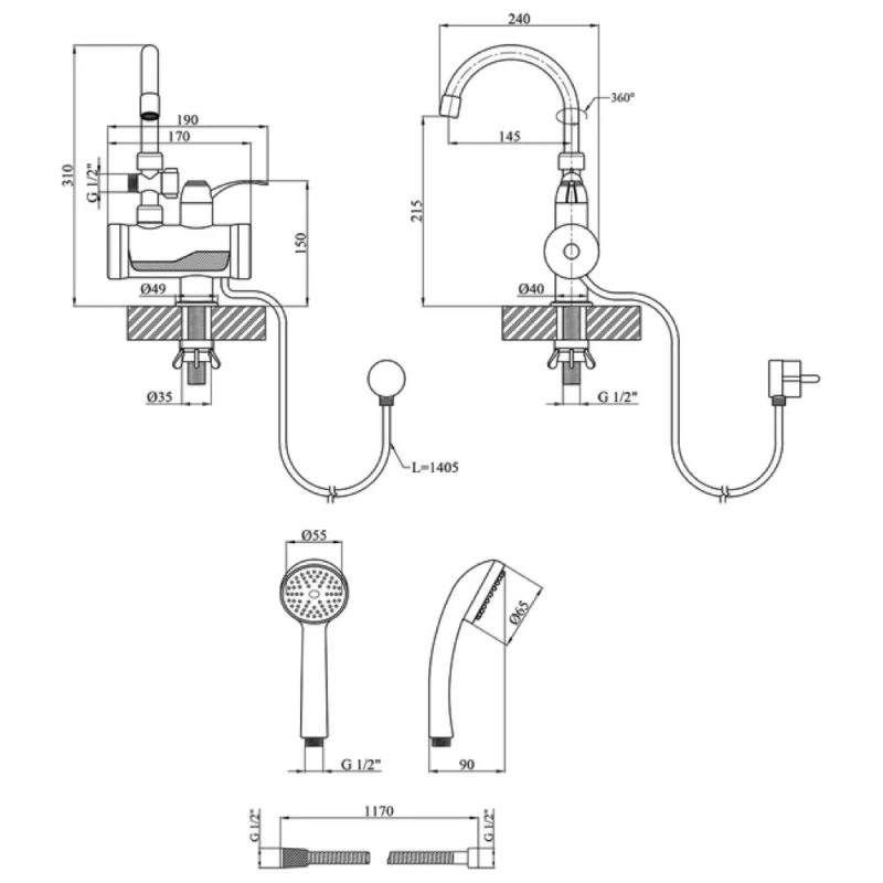 WEZER Проточний водонагрівач SDR-B15ST ванна з датчиком темп.