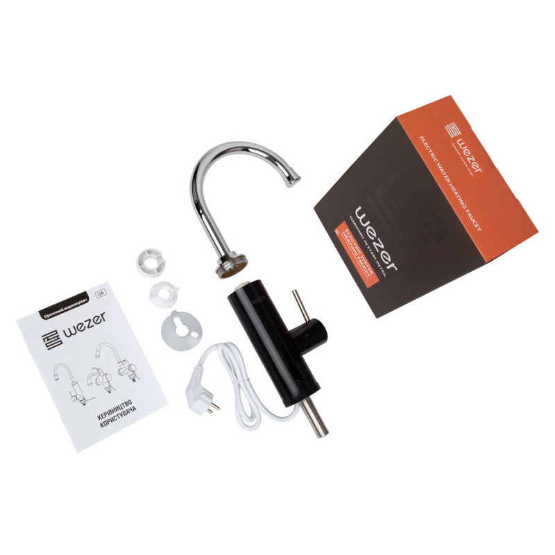 WEZER Проточний водонагрівач RCH-214-BLACK поворотний вилив, 3.3 кВт