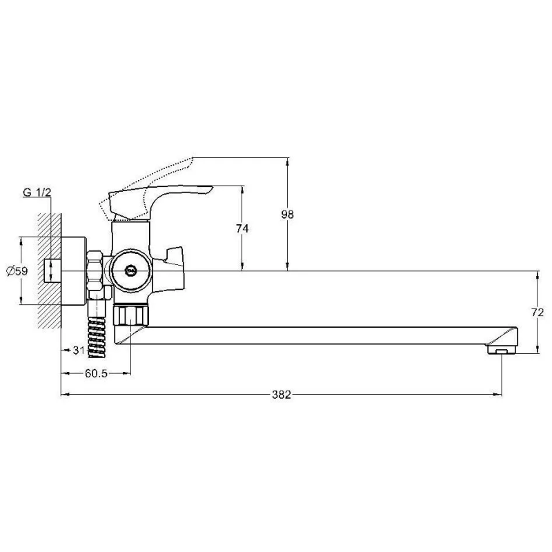 WEZER Змішувач для ванни FAB7, хром
