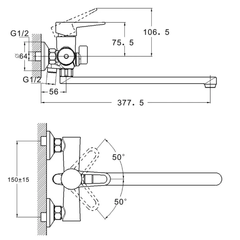 WEZER Змішувач для ванни PUD7-B045-WHITE