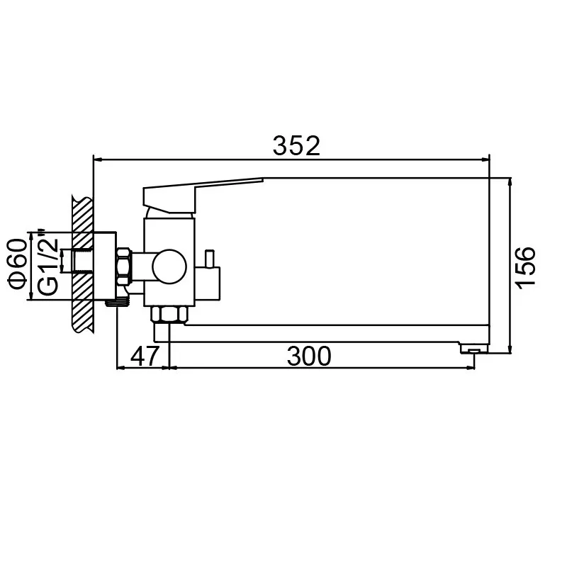 WEZER Змішувач для ванни EKO7A-01-BLACK, нержавіюча сталь