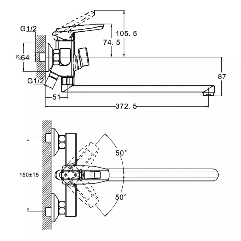 WEZER Змішувач для ванни NOF7
