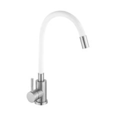 WEZER Змішувач для кухні EKO4X-01W з гнучким виливом, білий