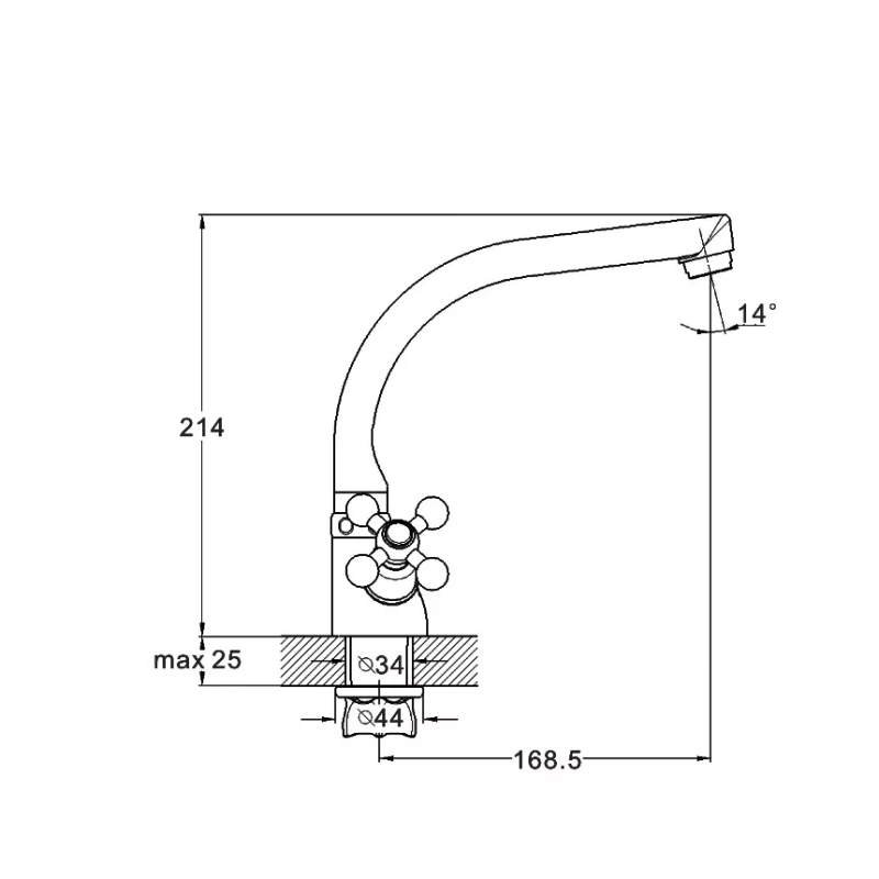 WEZER Змішувач для кухні TLD4-827, хром