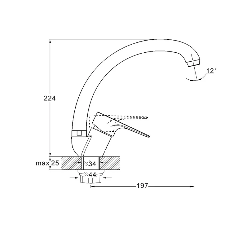 WEZER Змішувач для кухні PUD4-045, хром