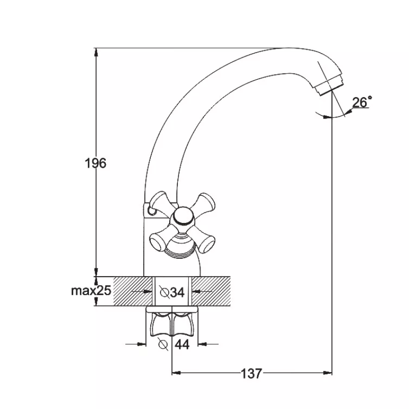 WEZER Змішувач для умивальника/кухня TLC1-827, хром