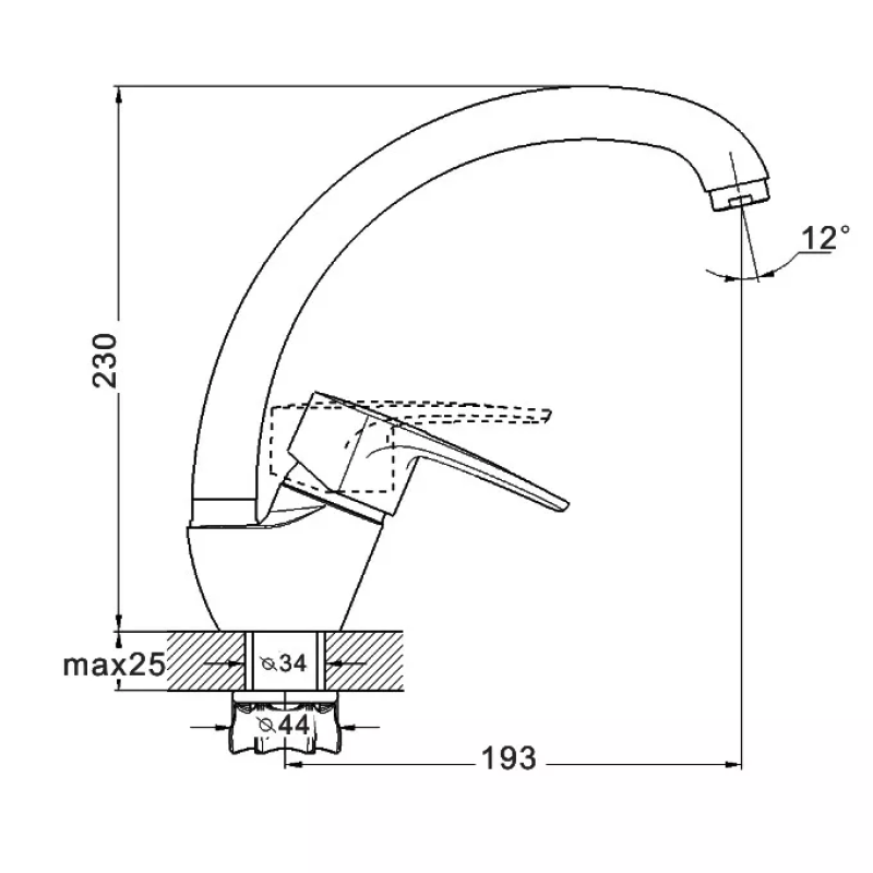 WEZER Змішувач для кухні YUB4-181-BLACK, чорний