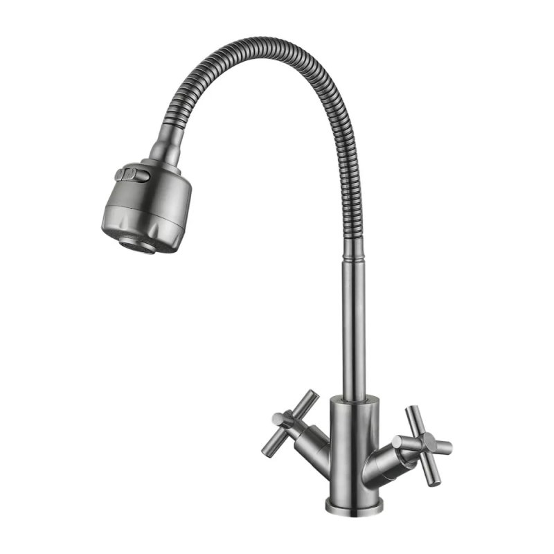 WEZER Змішувач для кухні VAL4D-10 з рефлекторним виливом, нержавіюча сталь