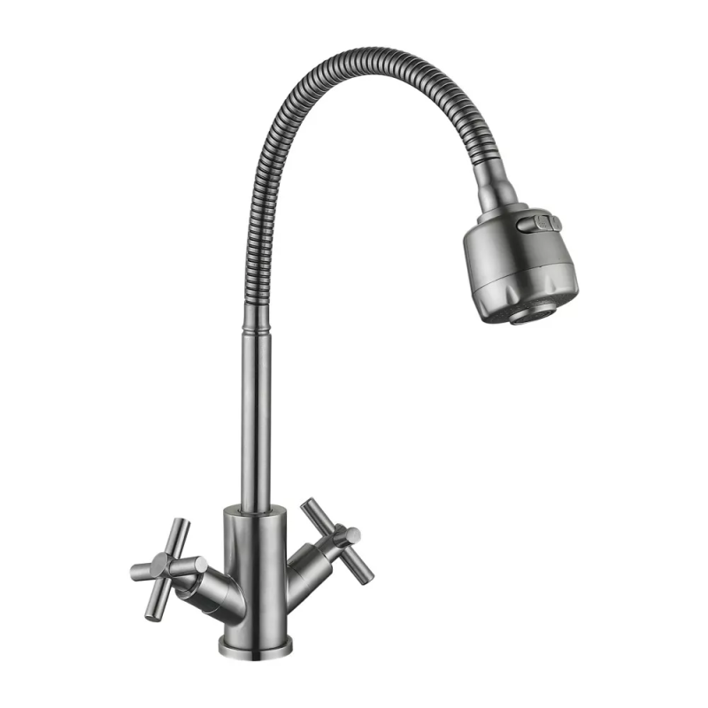 WEZER Змішувач для кухні VAL4D-10 з рефлекторним виливом, нержавіюча сталь