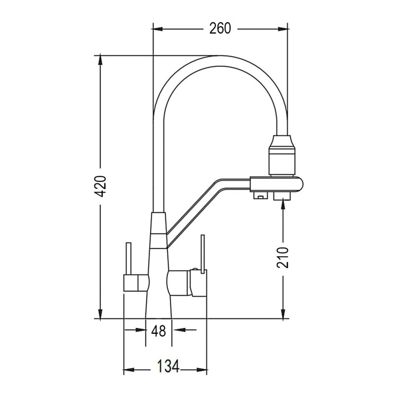 WEZER Змішувач для кухні під осмос INX4A-08, нержавіюча сталь