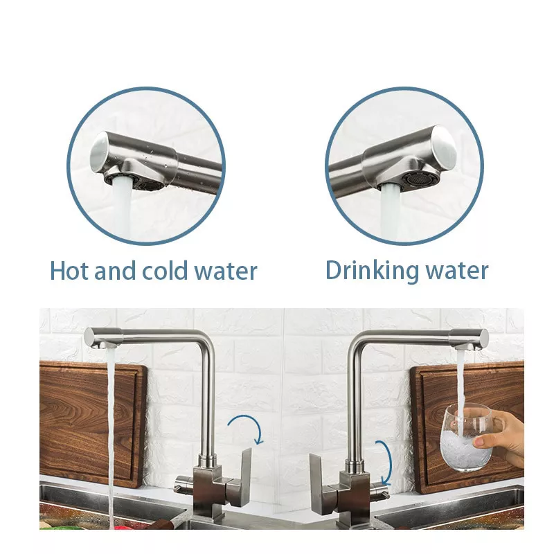 WEZER Змішувач для кухні на дві води PRO4C-02, нержавіюча сталь