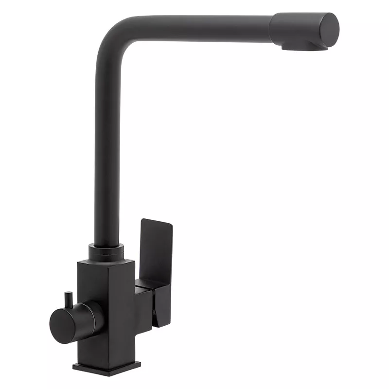 WEZER Змішувач для кухні на дві води PRO4C-02-BLACK, нержавіюча сталь, чорний