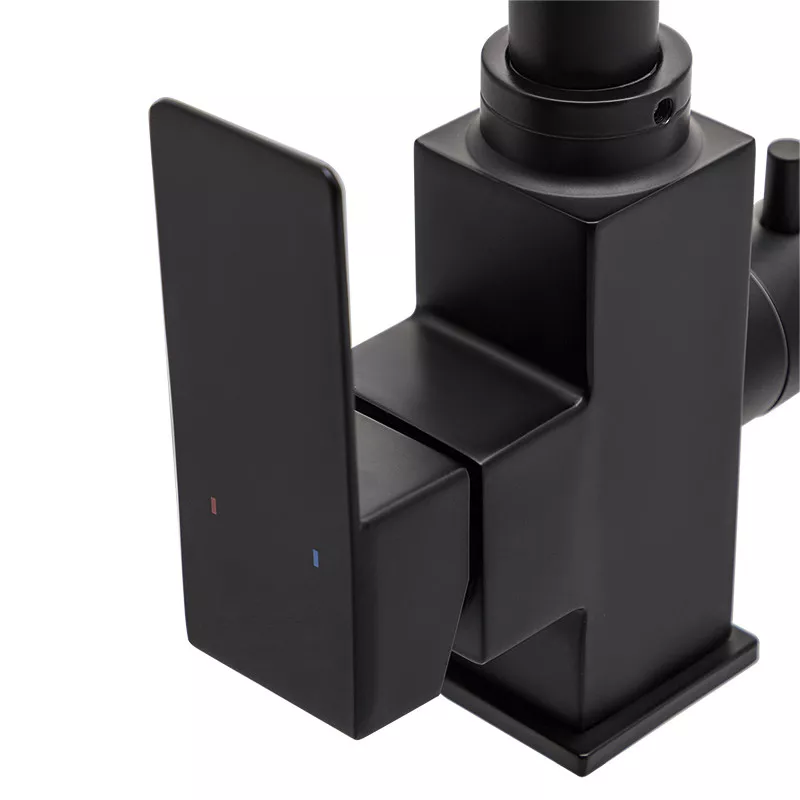 WEZER Змішувач для кухні на дві води PRO4C-02-BLACK, нержавіюча сталь, чорний