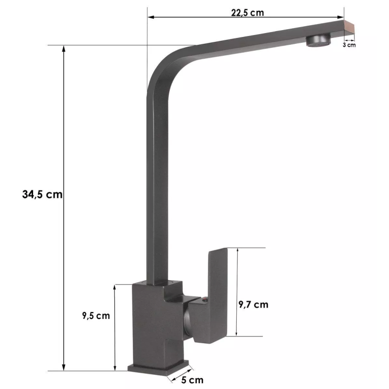 WEZER Змішувач для кухні PRO4-02-GUNGREY, збройова сталь