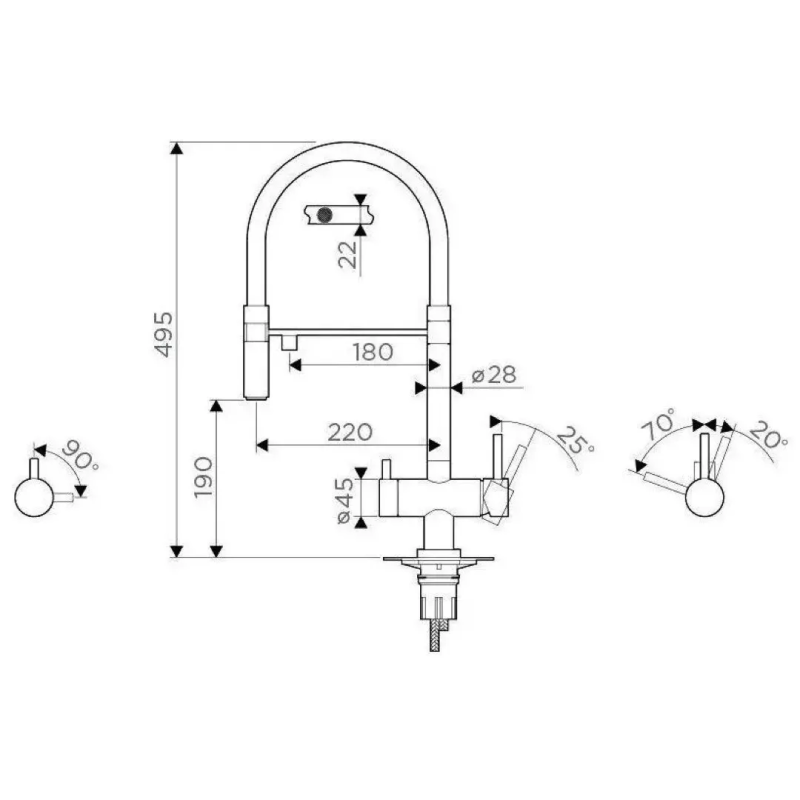 WEZER Змішувач для кухні під фільтр TOP4-01-SATIN