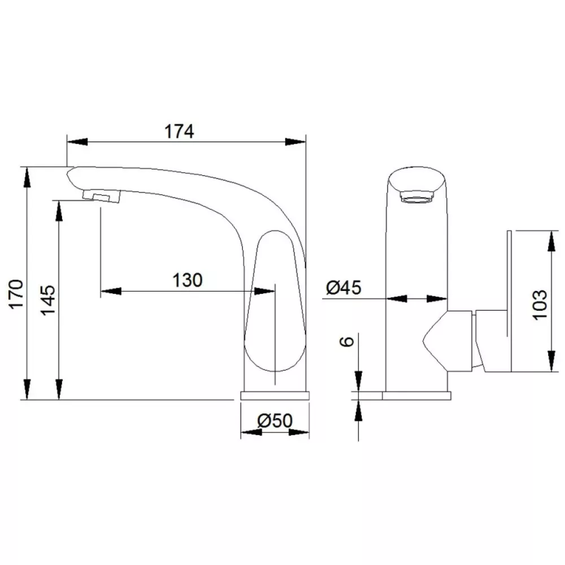 WEZER Змішувач для умивальника INX1A-04, сатин