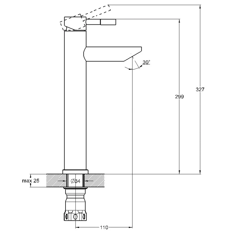 WEZER Змішувач для умивальника EKO11A-01 одноважільний