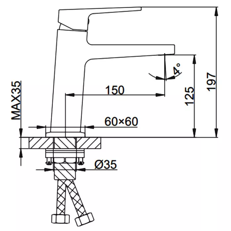 FAOP Змішувач для раковини A1009, хром