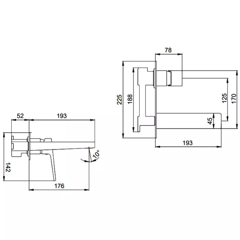 FAOP Змішувач прихованого монтажу для раковини A1009-3, хром