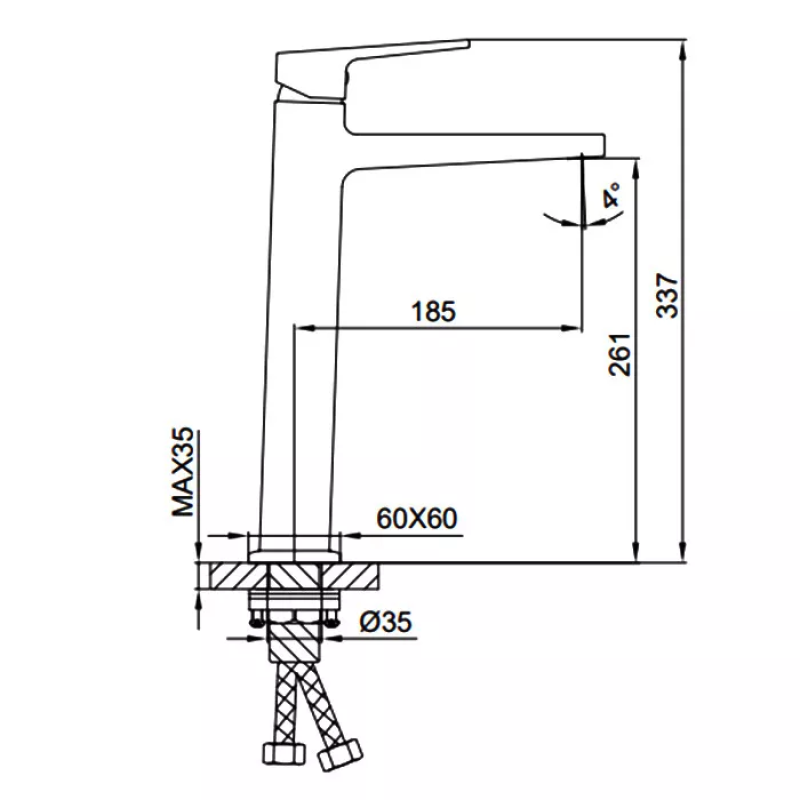 FAOP Змішувач для раковини високий A1009-26, чорний