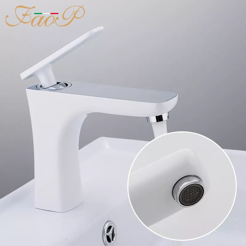 FAOP Змішувач для раковини A1003-8, білий-хром