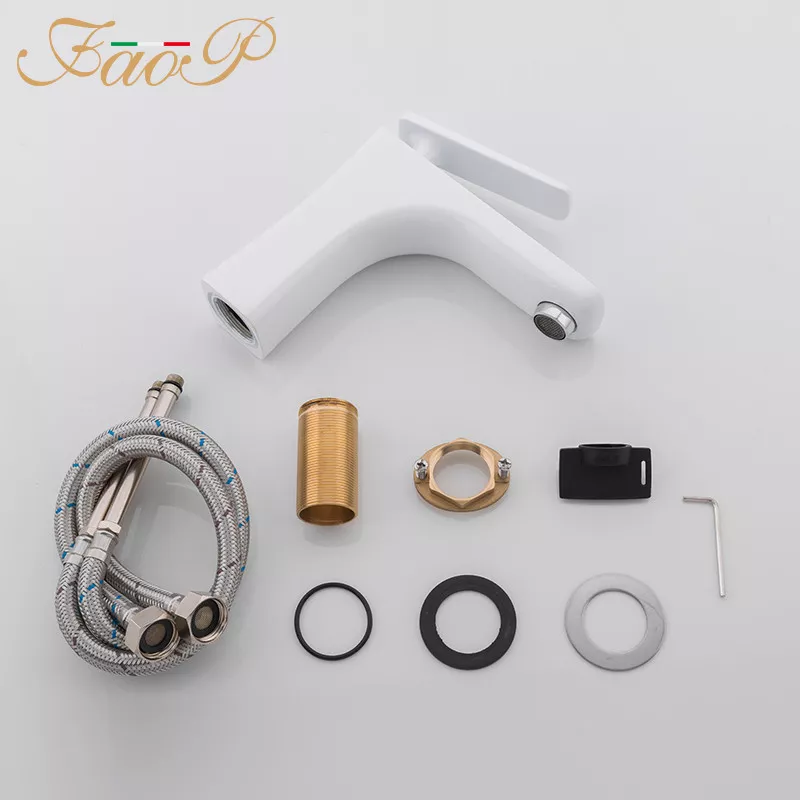 FAOP Змішувач для раковини A1003-8, білий-хром