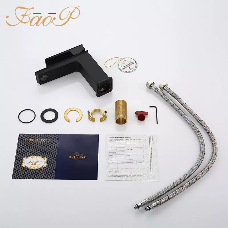 FAOP Змішувач для раковини A1006-6, чорний-золото.