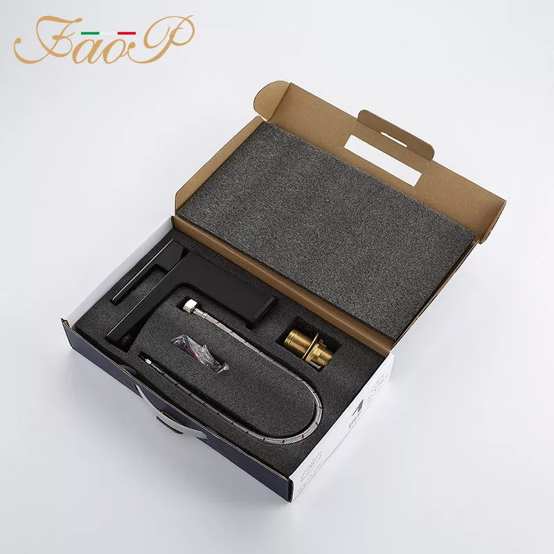 FAOP Змішувач для раковини A1006-6, чорний-золото.