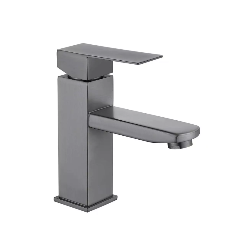 WEZER Змішувач для умивальника PRO1-02-GUNGREY, збройова сталь