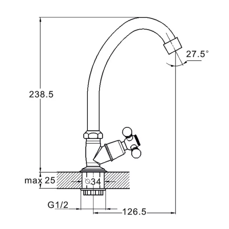 WEZER Змішувач моно для кухні TZF14-605, хром