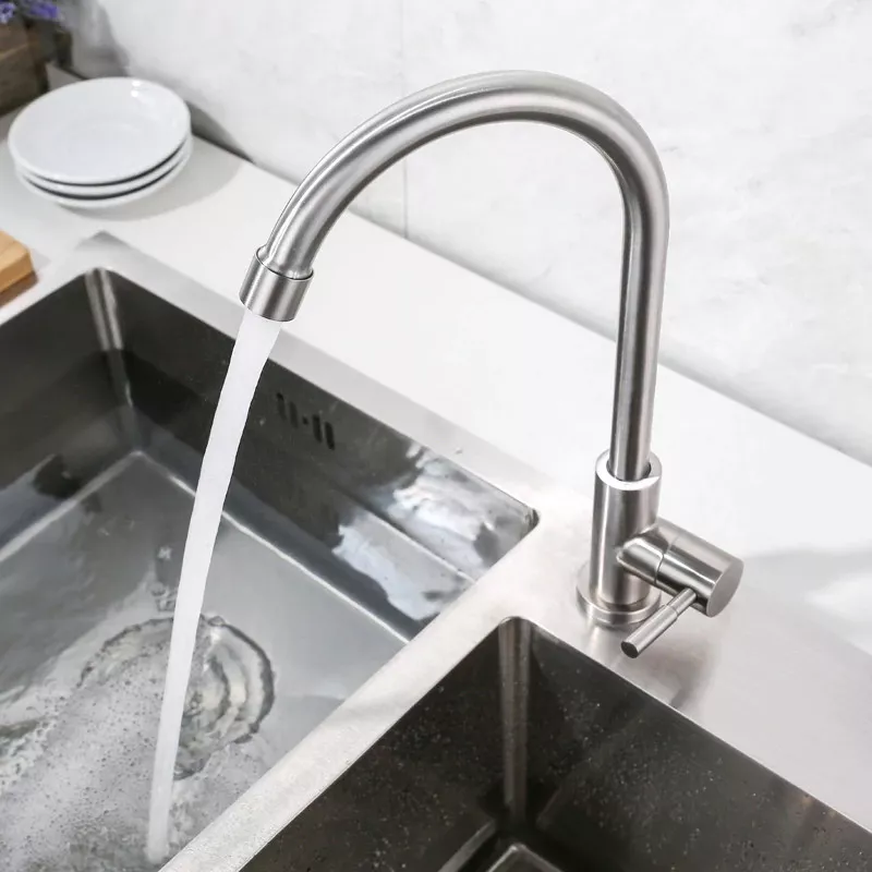 WEZER Монокран для раковини EKO14A-14 поворотний вилив, нержавіюча сталь