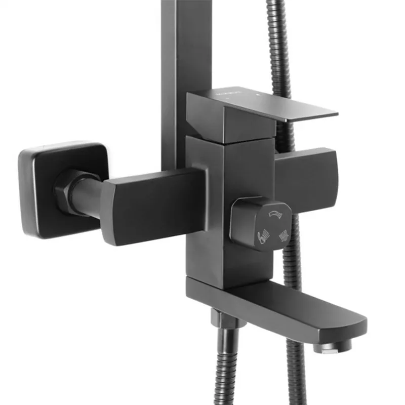 WEZER Душова система PRO16-02-BLACK, вилив - перемикач на лійку, 3-функції