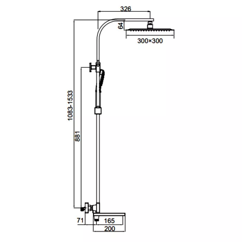FAOP Душова система з термостатом A2409-40, вилив - перемикач на лійку, 3-режими, хром