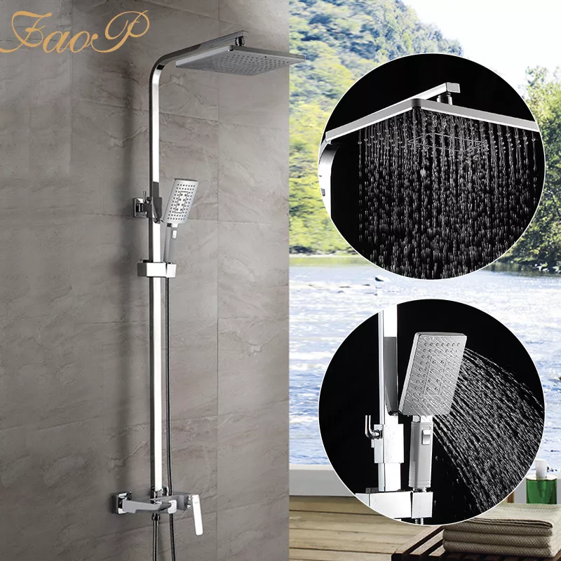 FAOP Душова система A2403-8, вилив - перемикач на лійку, 2-режими, білий-хром