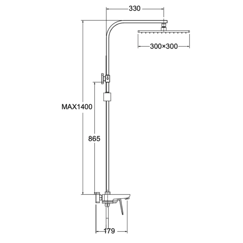 FAOP Душова система A2403-8, вилив - перемикач на лійку, 2-режими, білий-хром