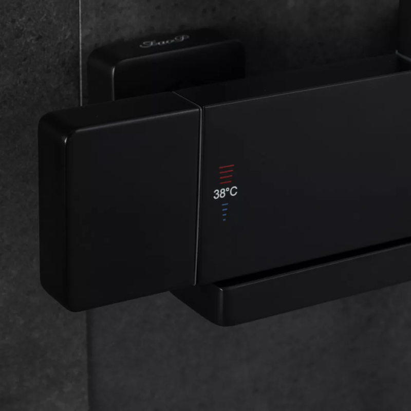 FAOP Душова система з термостатом A2409-60, вилив - перемикач на лійку, 3-режими, чорний