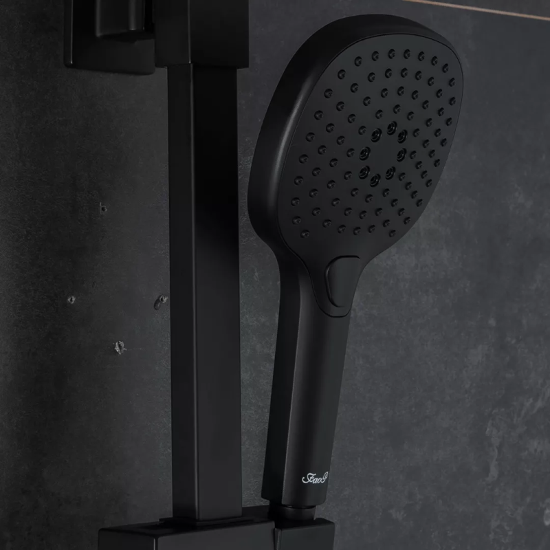 FAOP Душова система з термостатом A2409-60, вилив - перемикач на лійку, 3-режими, чорний