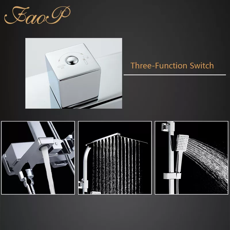 FAOP Душова система A2406, вилив - перемикач на лійку, 1-режим, хром